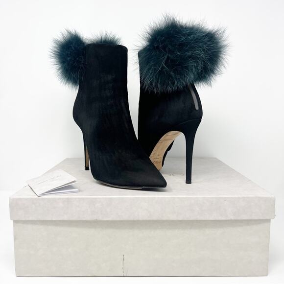 Jimmy Choo Boots Tesler Suede Pom Pom Ankle Booties - Picture 5 of 10